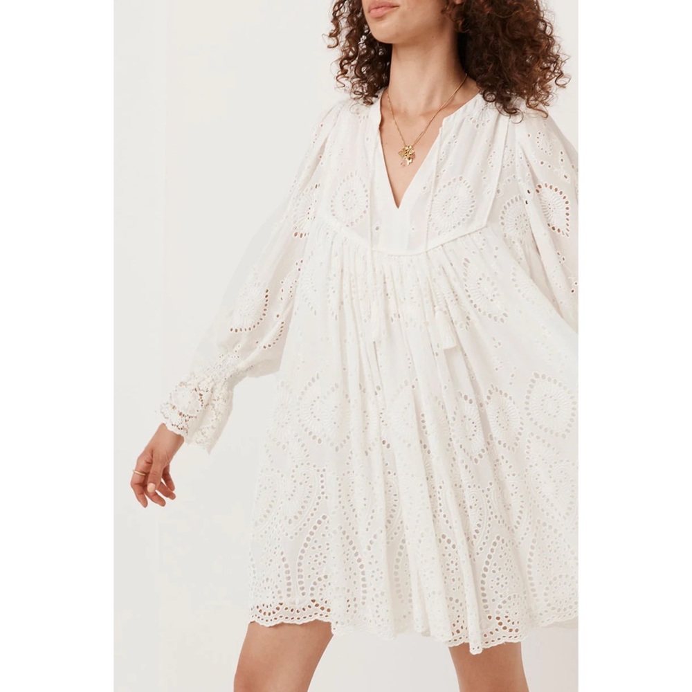 NWOT Spell & the Gypsy Collective White Dylan Smock Dress - Picture 6 of 17